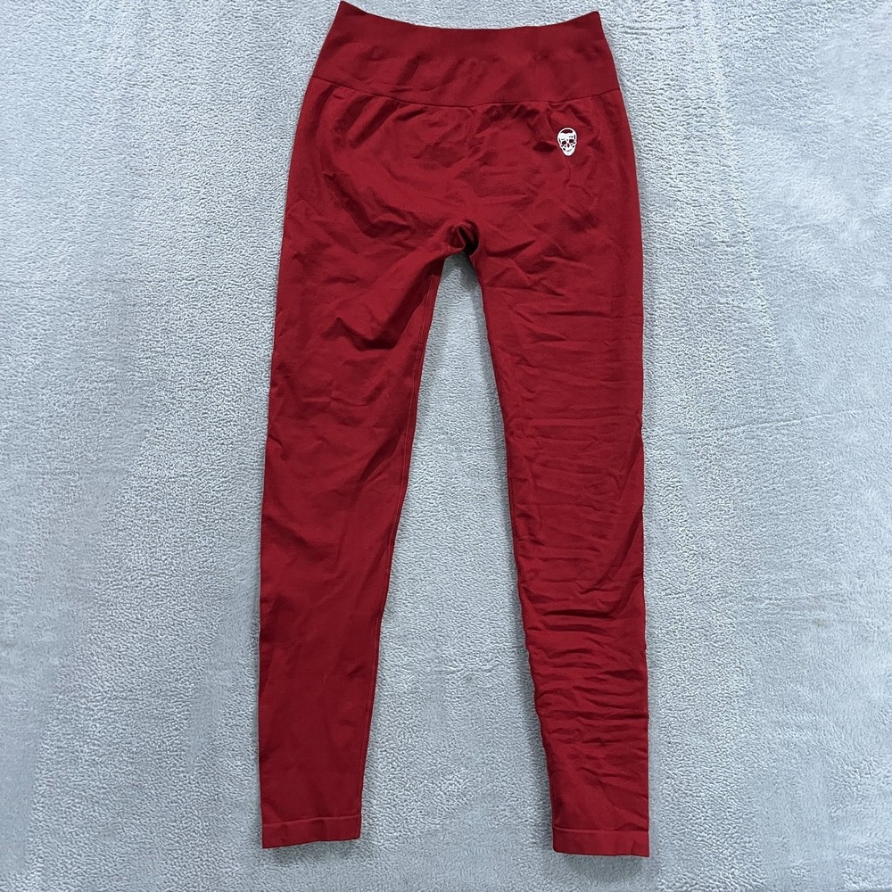 Gymreapers Yoga Leggings Womens Large Red Seamless Scrunch Bum Athletic Pull On